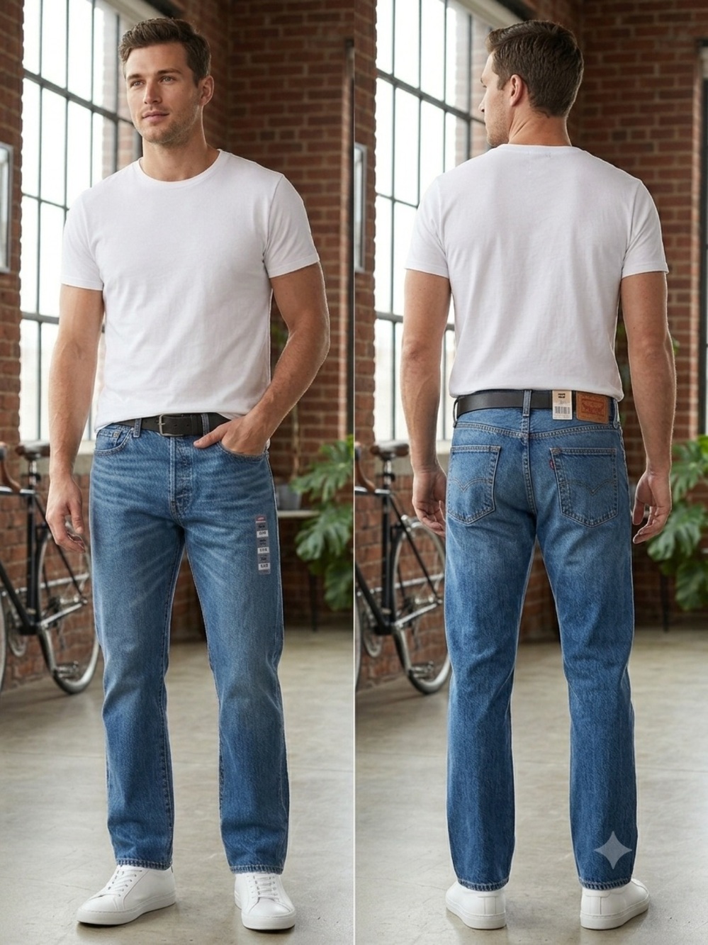 Levi's Straight Leg Men's Jeans in Medium Blue Denim. Size 38 W 34 L